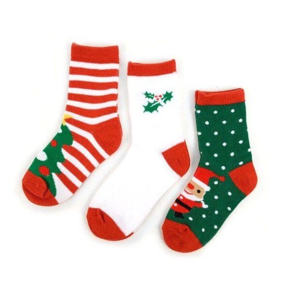 Kids Christmas Holidays Crew Socks Set - Pack of 3 ( Size 4-7 yrs old ) - Picture 1 of 4